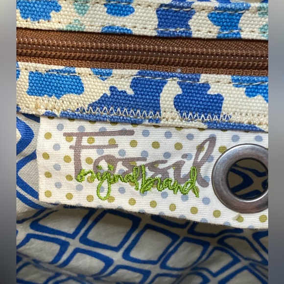 Fossil original hand material: canvas,genuine leather details, khaki&blue color✨ - Picture 8 of 16